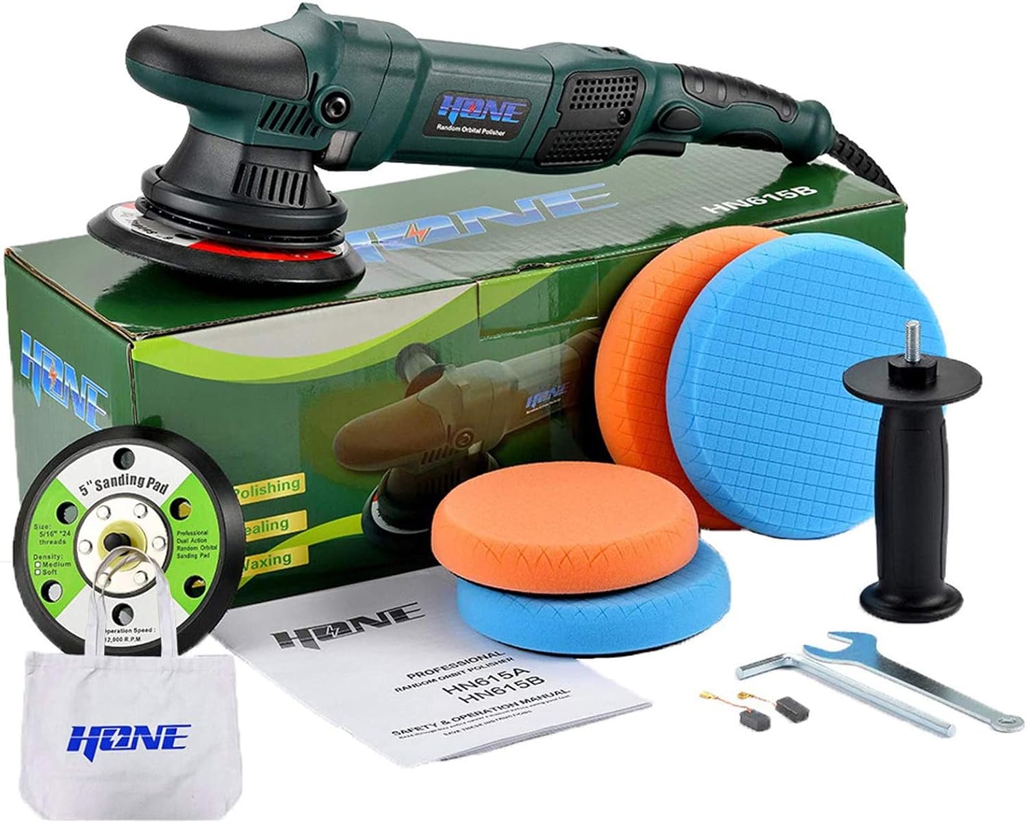 HONE 15 mm Long-Throw Random Orbital Car Polisher, 850W